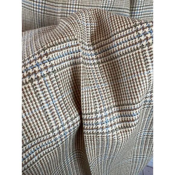 TALBOTS beige houndstooth plaid check vintage wool lined straight wide pants 12 - Picture 3 of 8